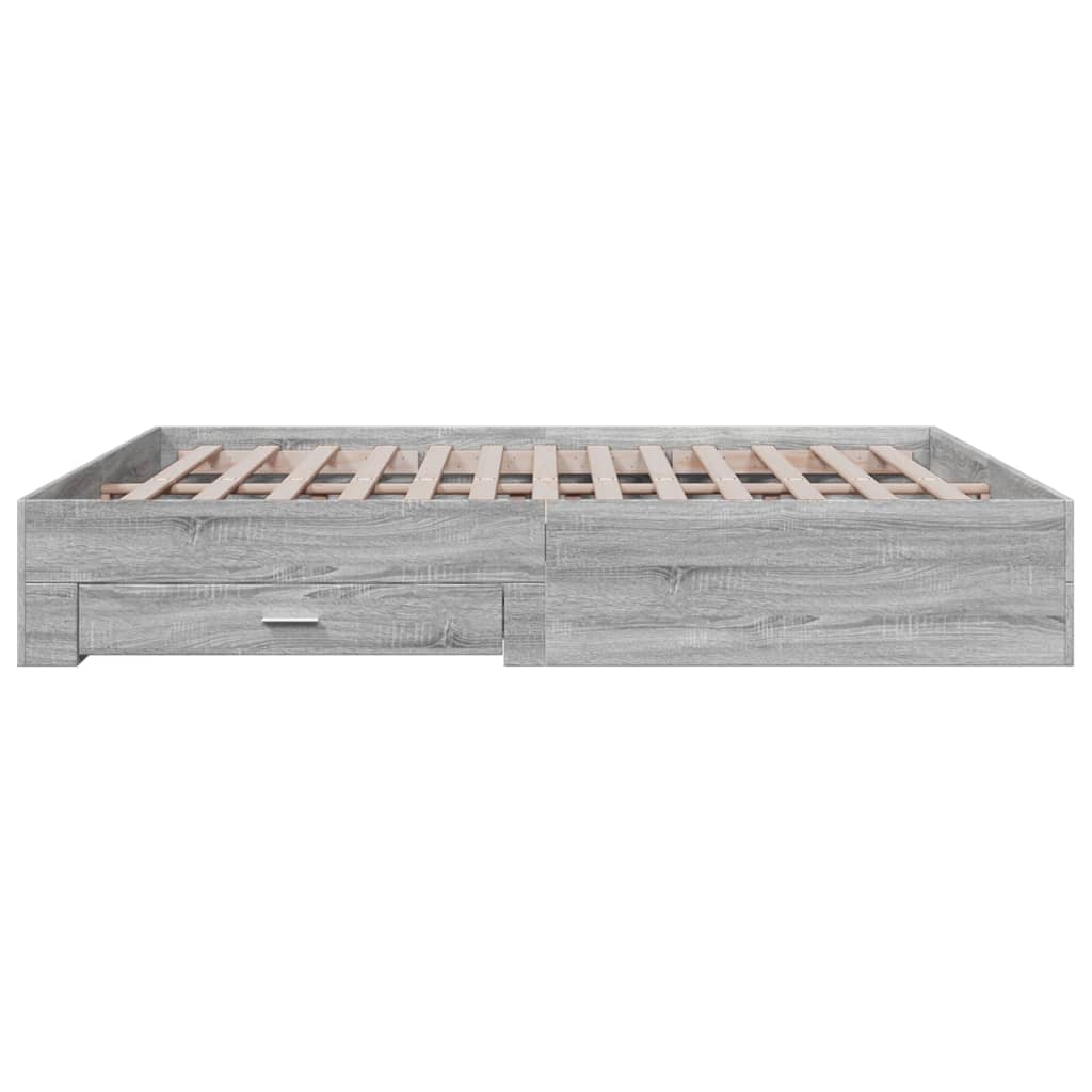 vidaXL Bed Frame with Drawers without Mattress Grey Sonoma 200x200 cm 5