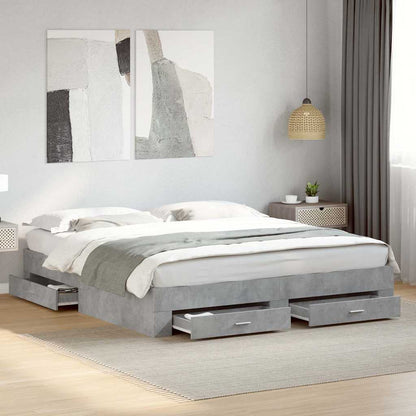 Bed Frame with Drawers without Mattress Length 200 cm Concrete Grey 180 cm
