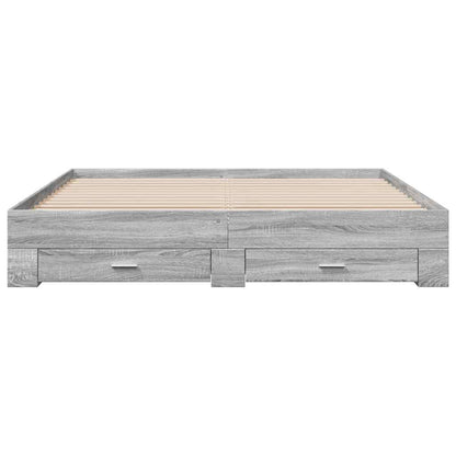 vidaXL Bed Frame with Drawers without Mattress Grey Sonoma 180x200 cm Super King 4
