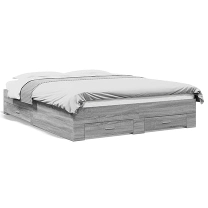 vidaXL Bed Frame with Drawers without Mattress Grey Sonoma 160x200 cm 2