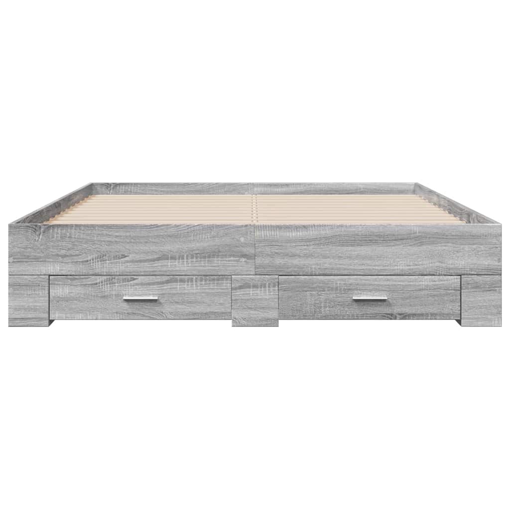 vidaXL Bed Frame with Drawers without Mattress Grey Sonoma 160x200 cm 4