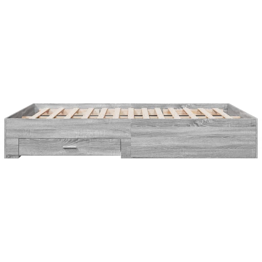 vidaXL Bed Frame with Drawers without Mattress Grey Sonoma 160x200 cm 5