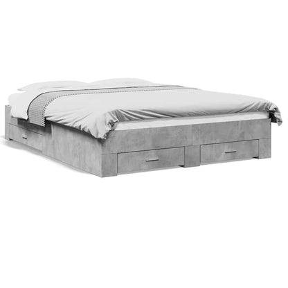 vidaXL Bed Frame with Drawers without Mattress Concrete Grey 150x200cm 2