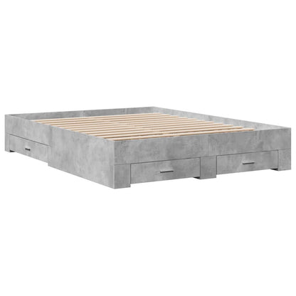 Bed Frame with Drawers without Mattress Length 200 cm Concrete Grey 150 cm