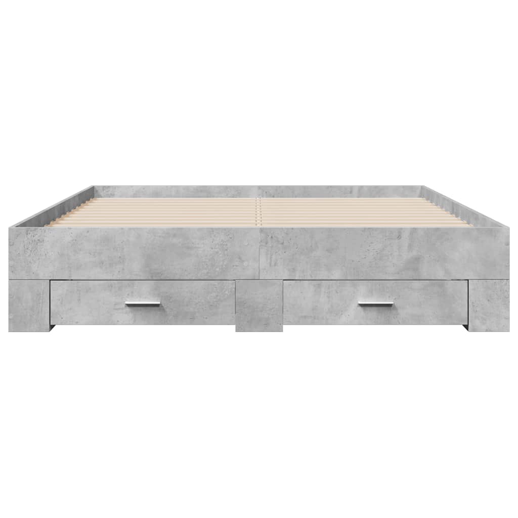 Bed Frame with Drawers without Mattress Length 200 cm Concrete Grey 150 cm