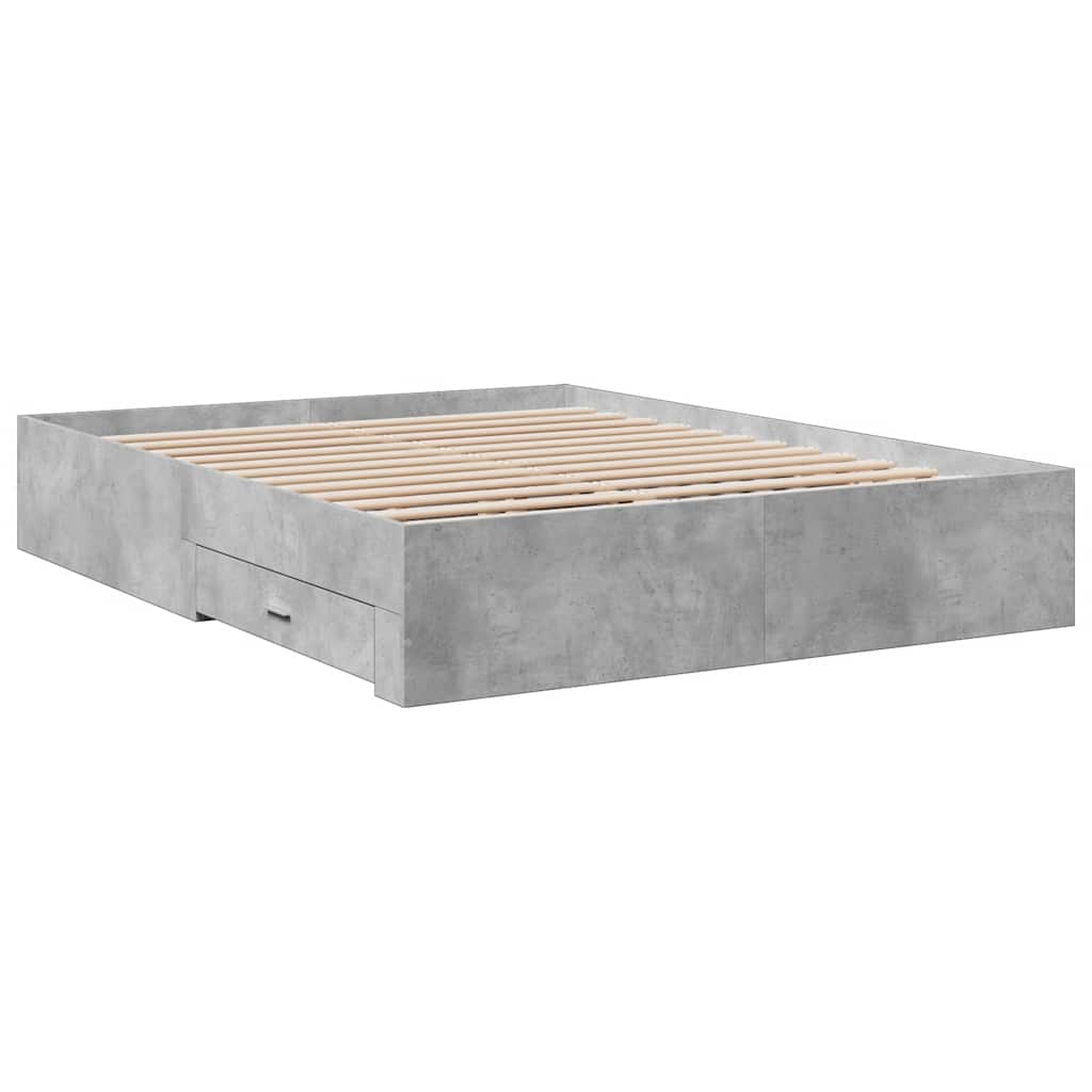 vidaXL Bed Frame with Drawers without Mattress Concrete Grey 150x200cm 5