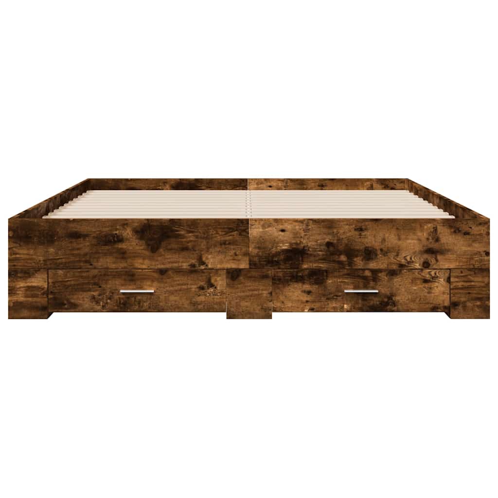vidaXL Bed Frame with Drawers without Mattress Smoked Oak 150x200 cm 4