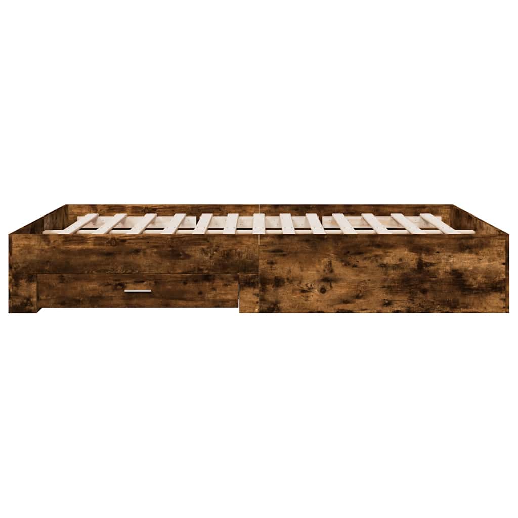 Bed Frame with Drawers without Mattress Length 200 cm Smoked Oak 150 cm