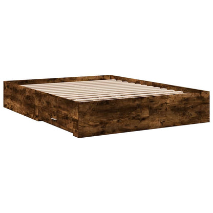 vidaXL Bed Frame with Drawers without Mattress Smoked Oak 150x200 cm 5