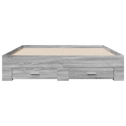 vidaXL Bed Frame with Drawers without Mattress Grey Sonoma 150x200 cm King Size 4