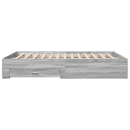 vidaXL Bed Frame with Drawers without Mattress Grey Sonoma 150x200 cm King Size 5