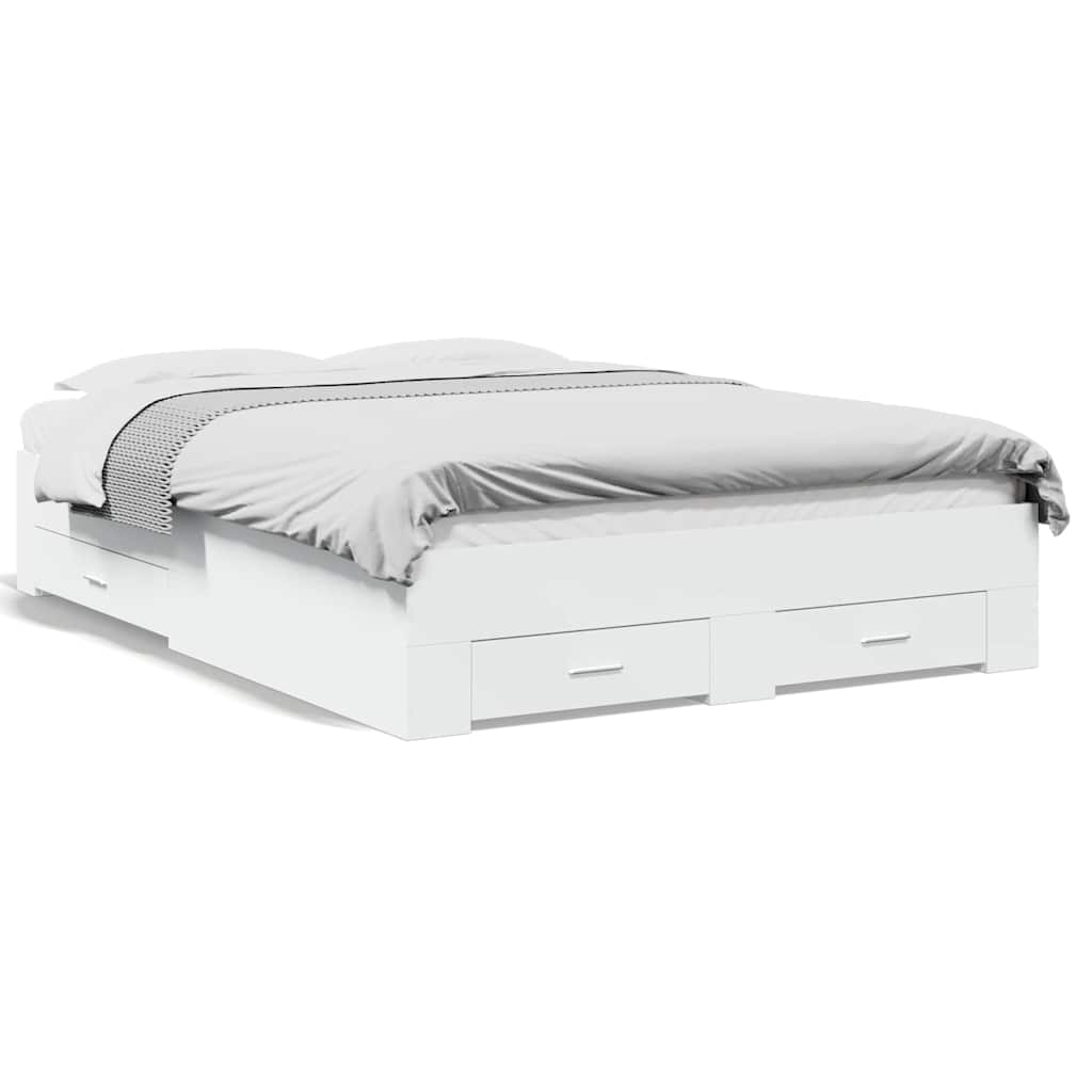 Bed Frame with Drawers without Mattress 140x190 cm White