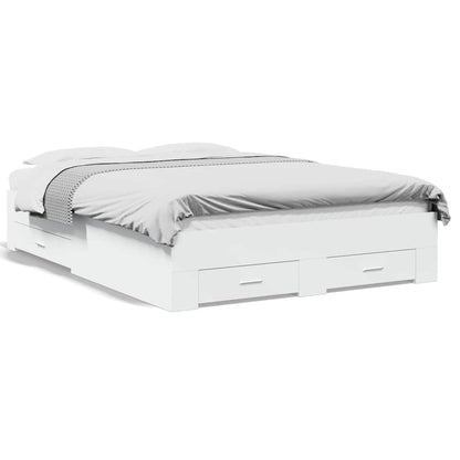 Bed Frame with Drawers without Mattress 140x190 cm White