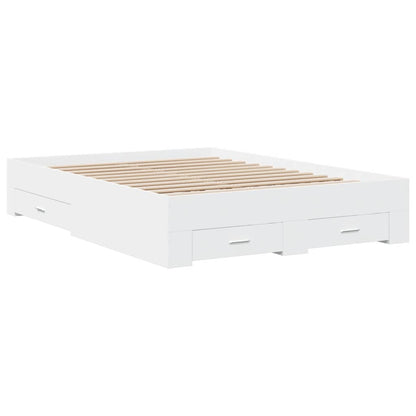 Bed Frame with Drawers without Mattress 140x190 cm White