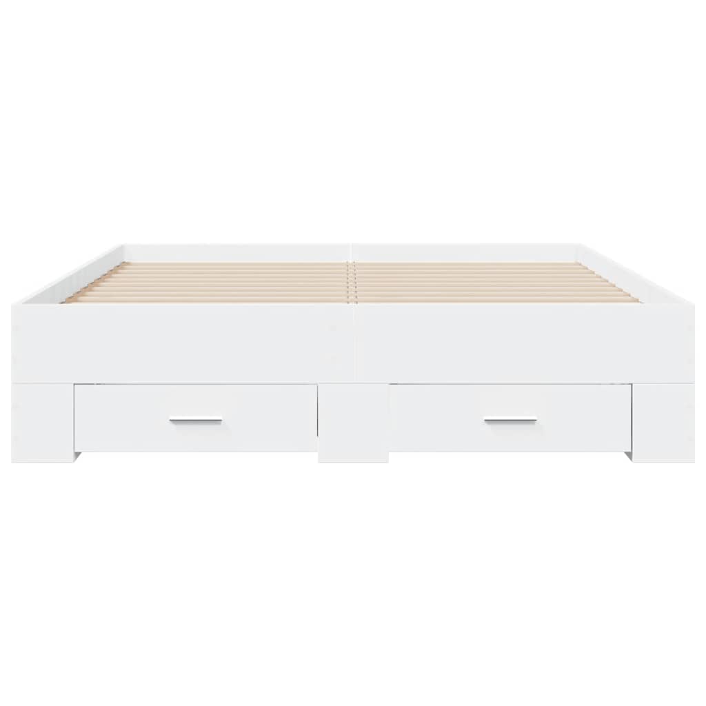 Bed Frame with Drawers without Mattress 140x190 cm White