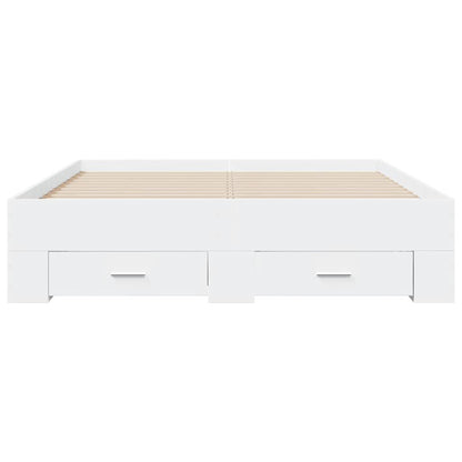 Bed Frame with Drawers without Mattress 140x190 cm White