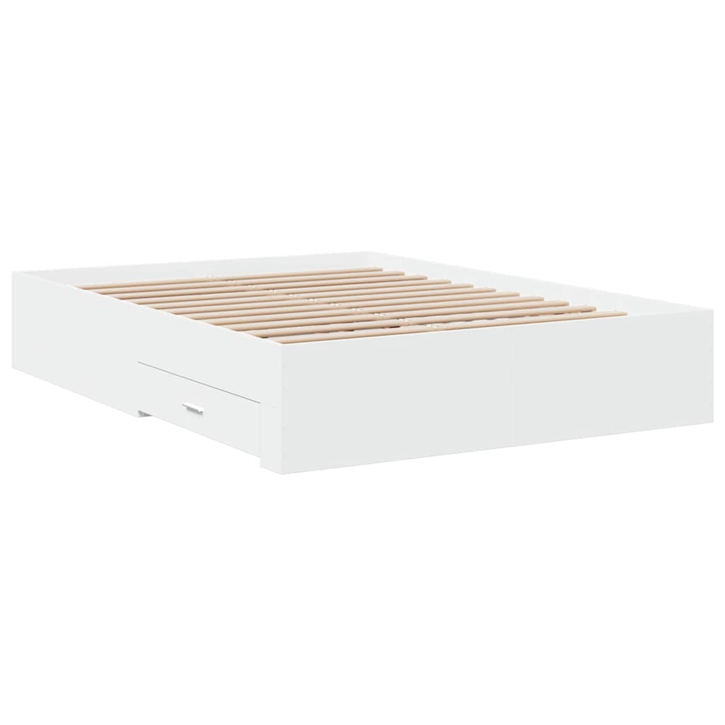 Bed Frame with Drawers without Mattress 140x190 cm White