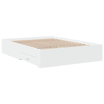 Bed Frame with Drawers without Mattress 140x190 cm White