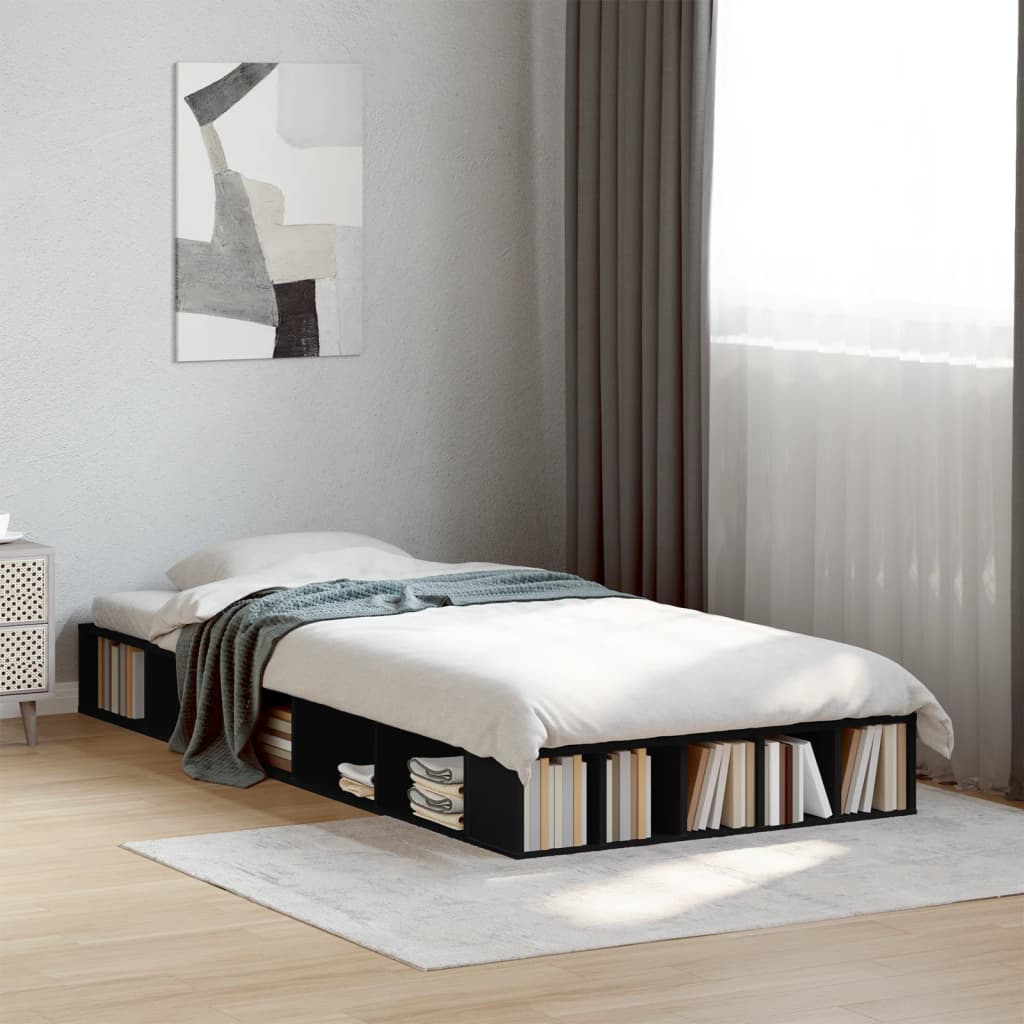 Bed Frame without Mattress Length 190 cm Black 90 cm