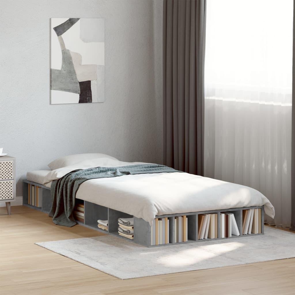 Bed Frame without Mattress Length 190 cm Concrete grey 75 cm
