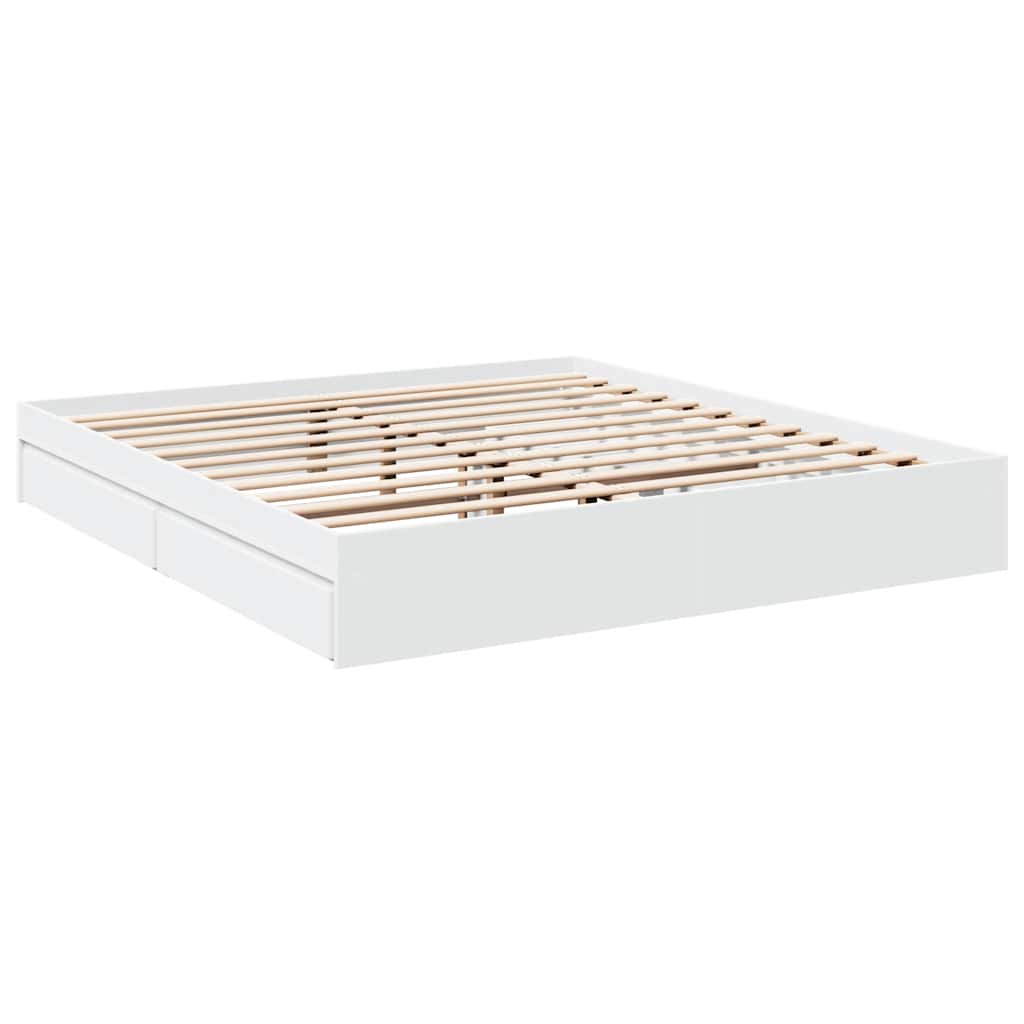 vidaXL Bed Frame with Drawers without Mattress White 200x200 cm 3