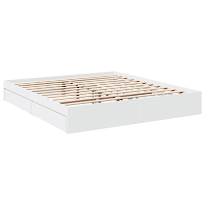 vidaXL Bed Frame with Drawers without Mattress White 200x200 cm 3