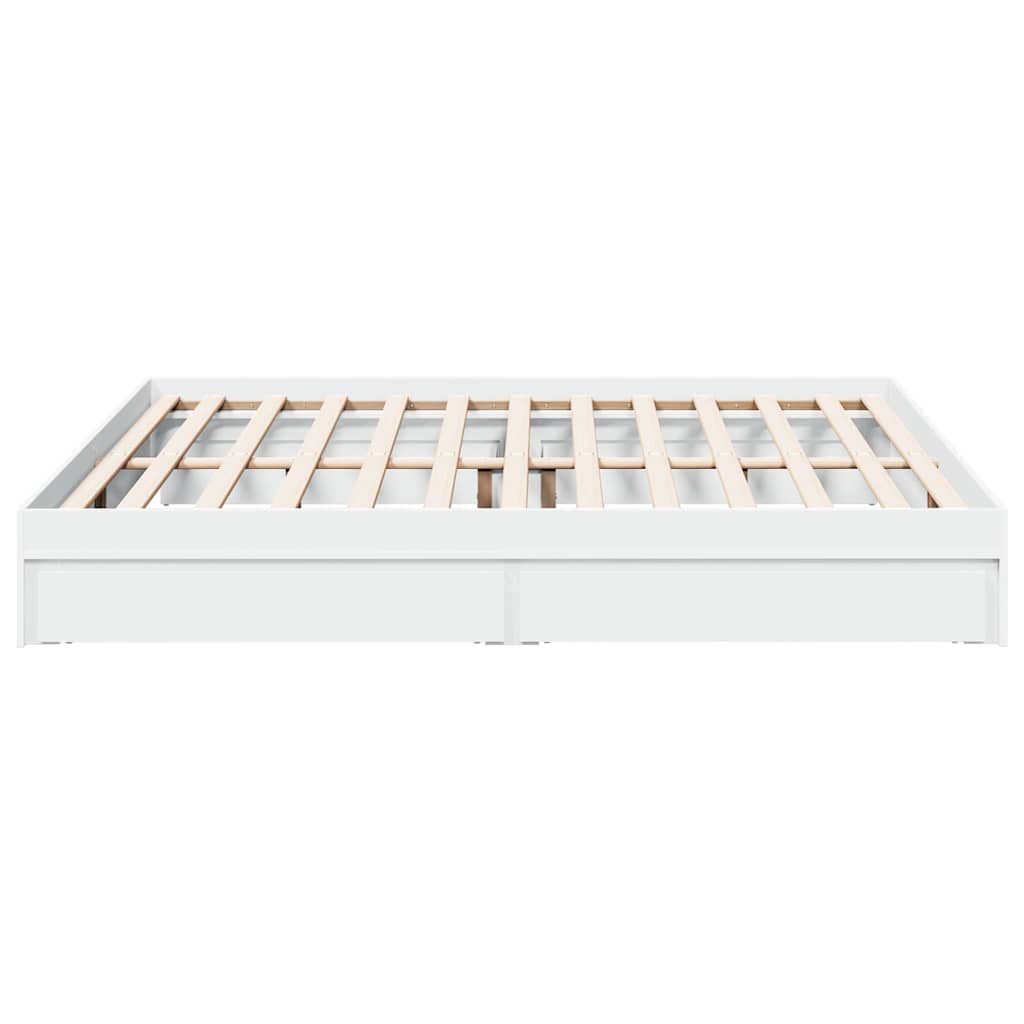 vidaXL Bed Frame with Drawers without Mattress White 200x200 cm 5