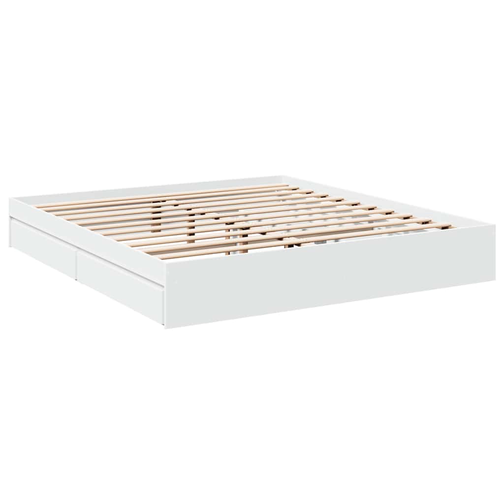 vidaXL Bed Frame with Drawers without Mattress White 200x200 cm 6