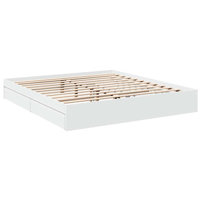 vidaXL Bed Frame with Drawers without Mattress White 200x200 cm 6