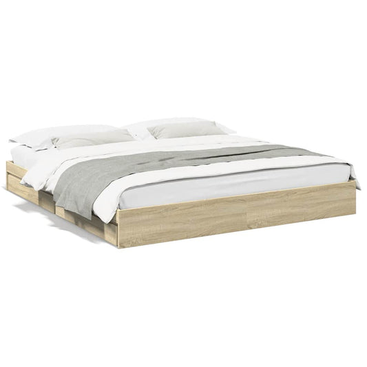 vidaXL Bed Frame with Drawers without Mattress Sonoma Oak 200x200 cm 2