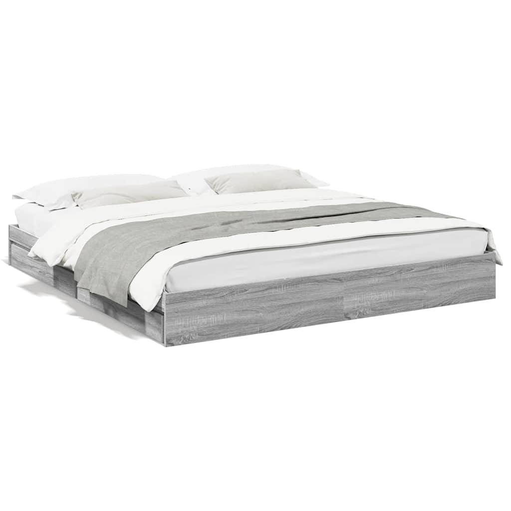 vidaXL Bed Frame with Drawers without Mattress Grey Sonoma 200x200 cm 2
