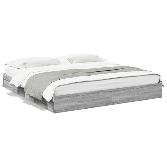 vidaXL Bed Frame with Drawers without Mattress Grey Sonoma 200x200 cm 2