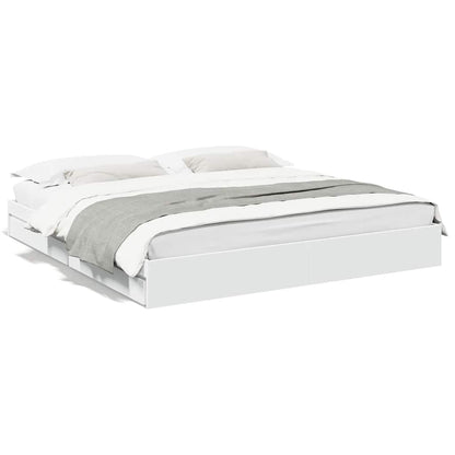 Bed Frame with Drawers without Mattress Length 200 cm White 180 cm