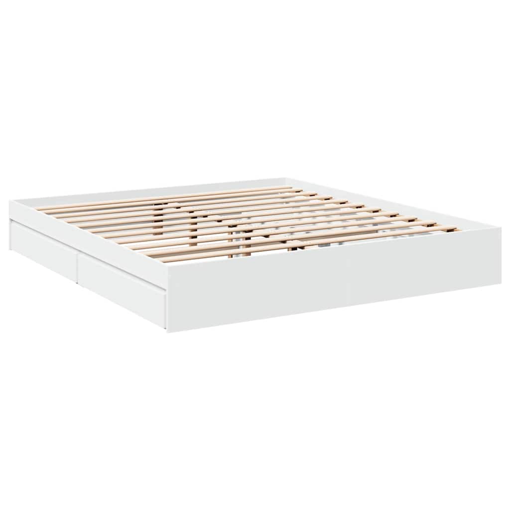 vidaXL Bed Frame with Drawers without Mattress White 180x200 cm 5