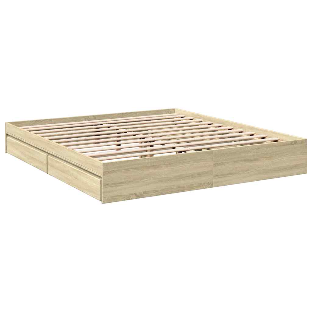 vidaXL Bed Frame with Drawers without Mattress Sonoma Oak 180x200 cm 5