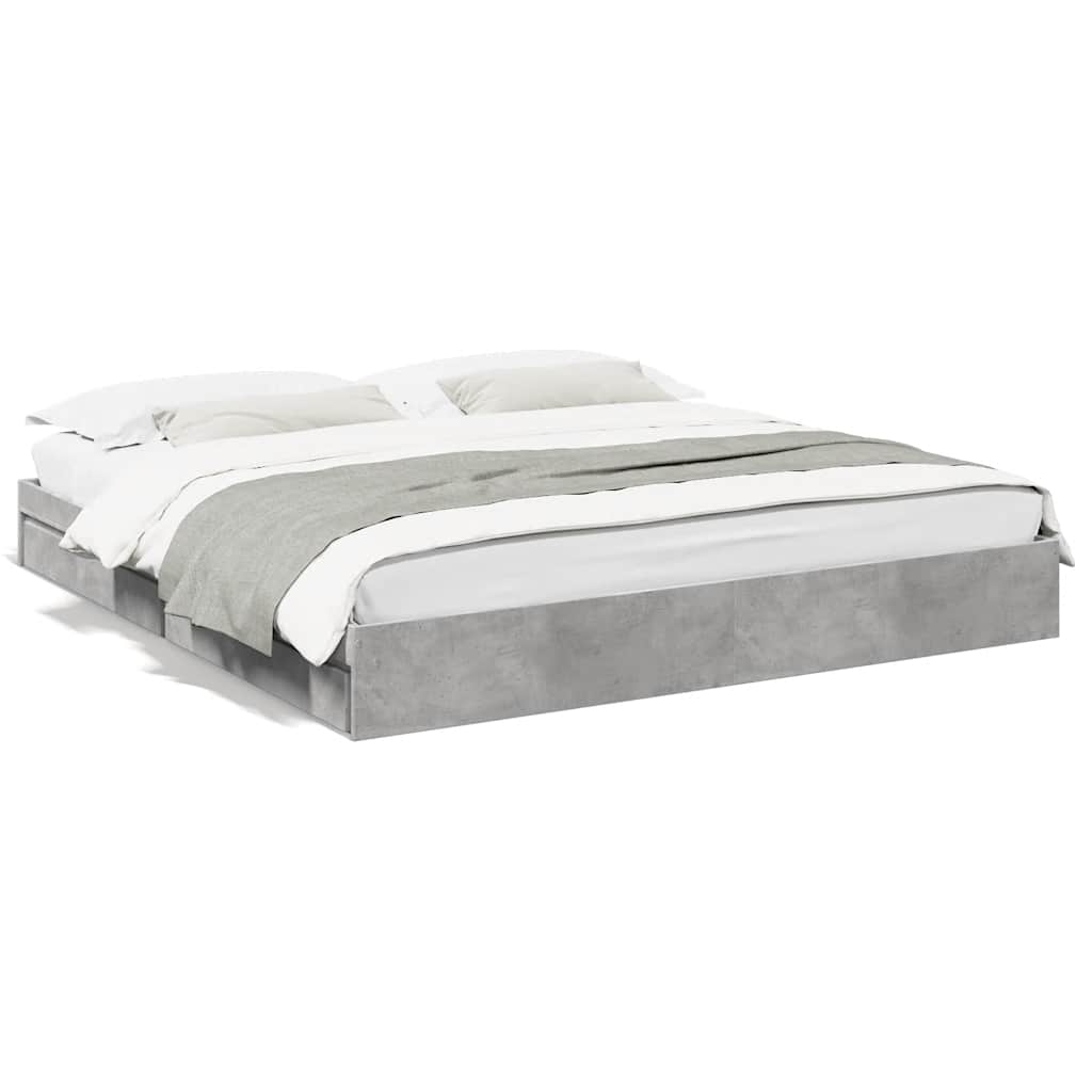 vidaXL Bed Frame with Drawers without Mattress Concrete Grey 180x200 cm Super King 2