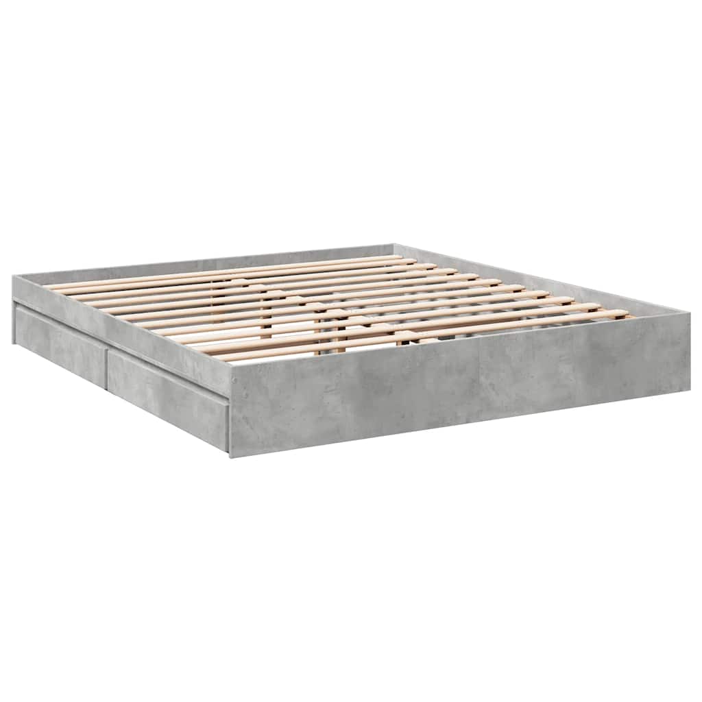 vidaXL Bed Frame with Drawers without Mattress Concrete Grey 180x200 cm Super King 3