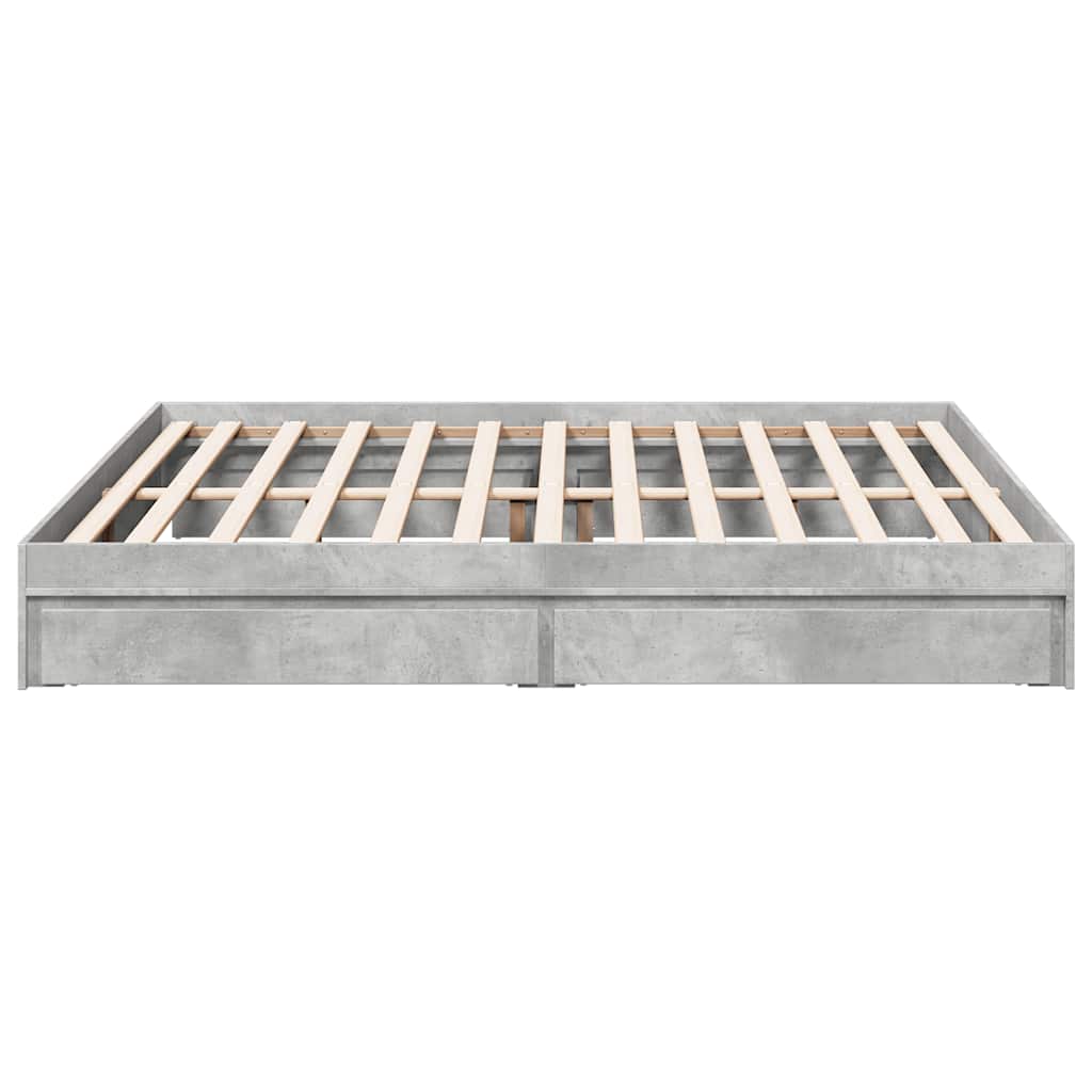 vidaXL Bed Frame with Drawers without Mattress Concrete Grey 180x200 cm Super King 5