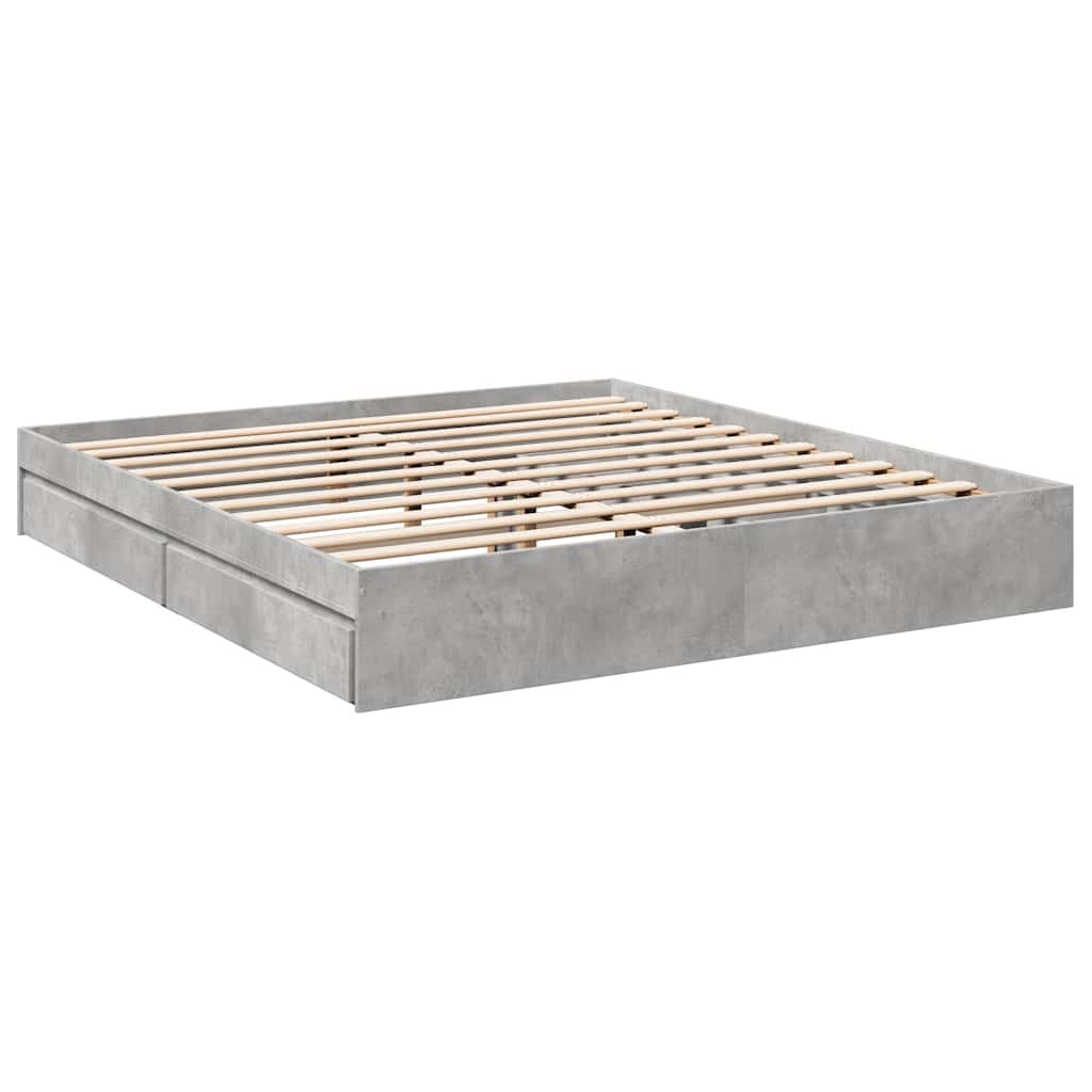 vidaXL Bed Frame with Drawers without Mattress Concrete Grey 180x200 cm Super King 6