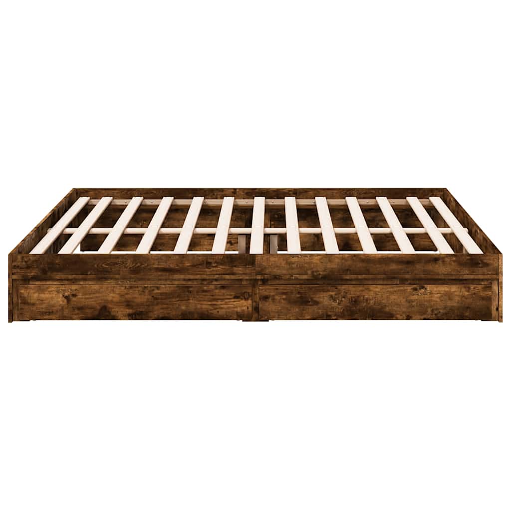 vidaXL Bed Frame with Drawers without Mattress Smoked Oak 180x200 cm Super King 5