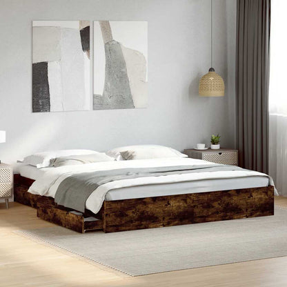 vidaXL Bed Frame with Drawers without Mattress Smoked Oak 180x200 cm Super King 1