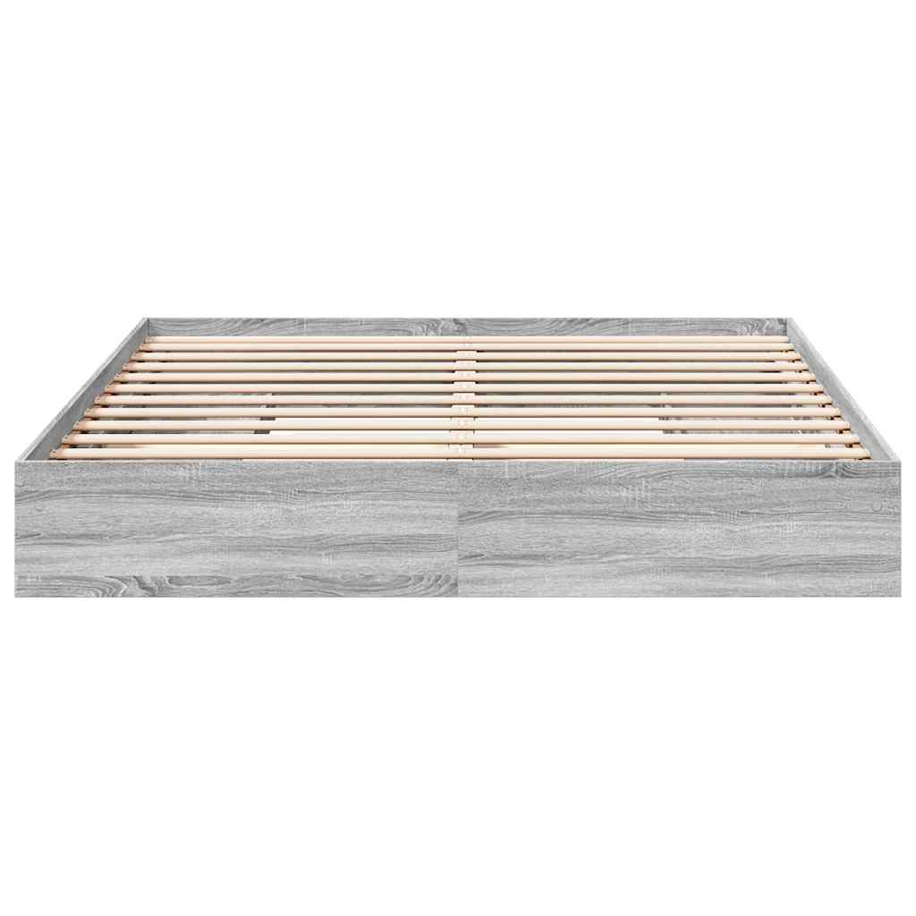 vidaXL Bed Frame with Drawers without Mattress Grey Sonoma 180x200 cm Super King 4