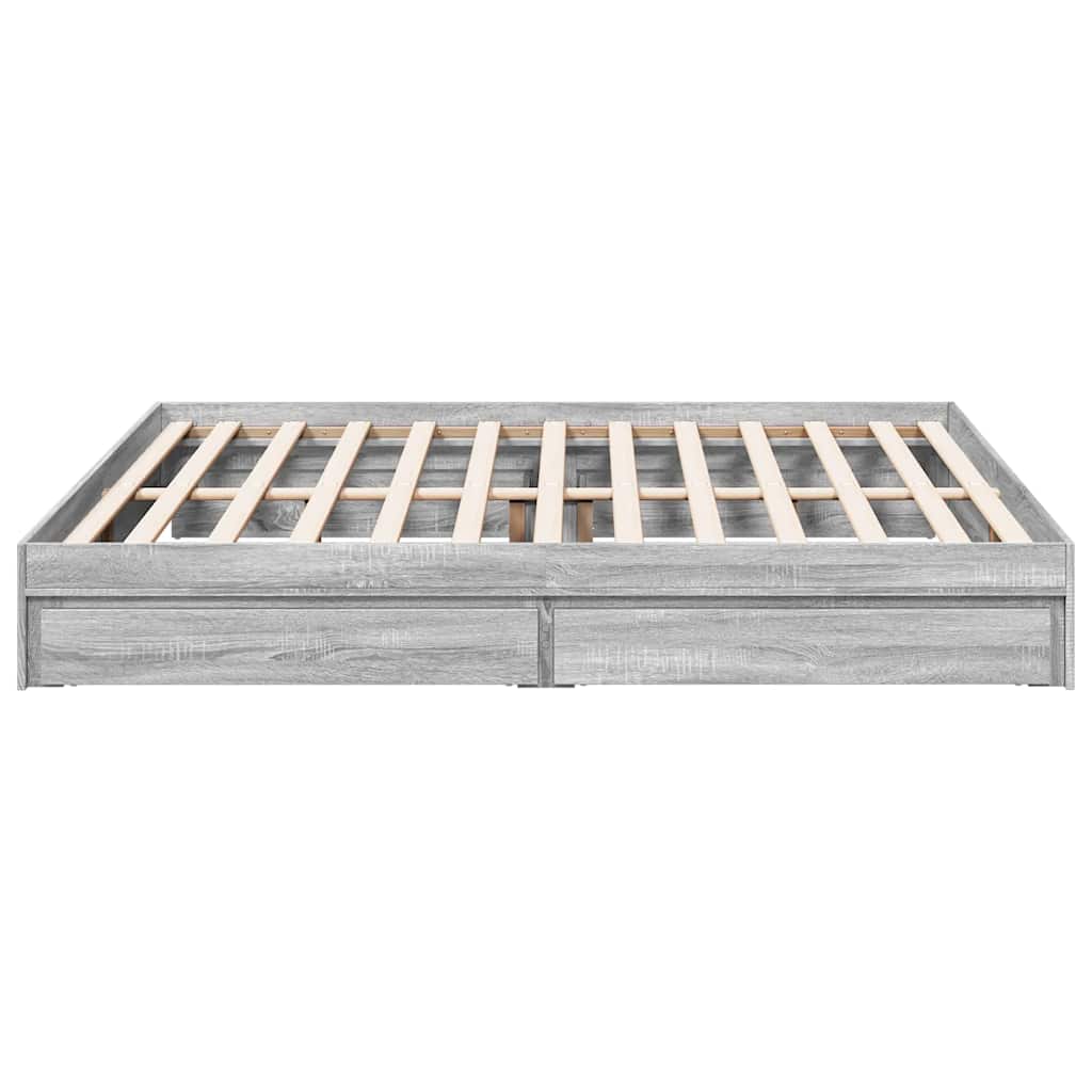 vidaXL Bed Frame with Drawers without Mattress Grey Sonoma 180x200 cm Super King 5