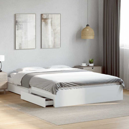 vidaXL Bed Frame with Drawers without Mattress White 160x200 cm 1