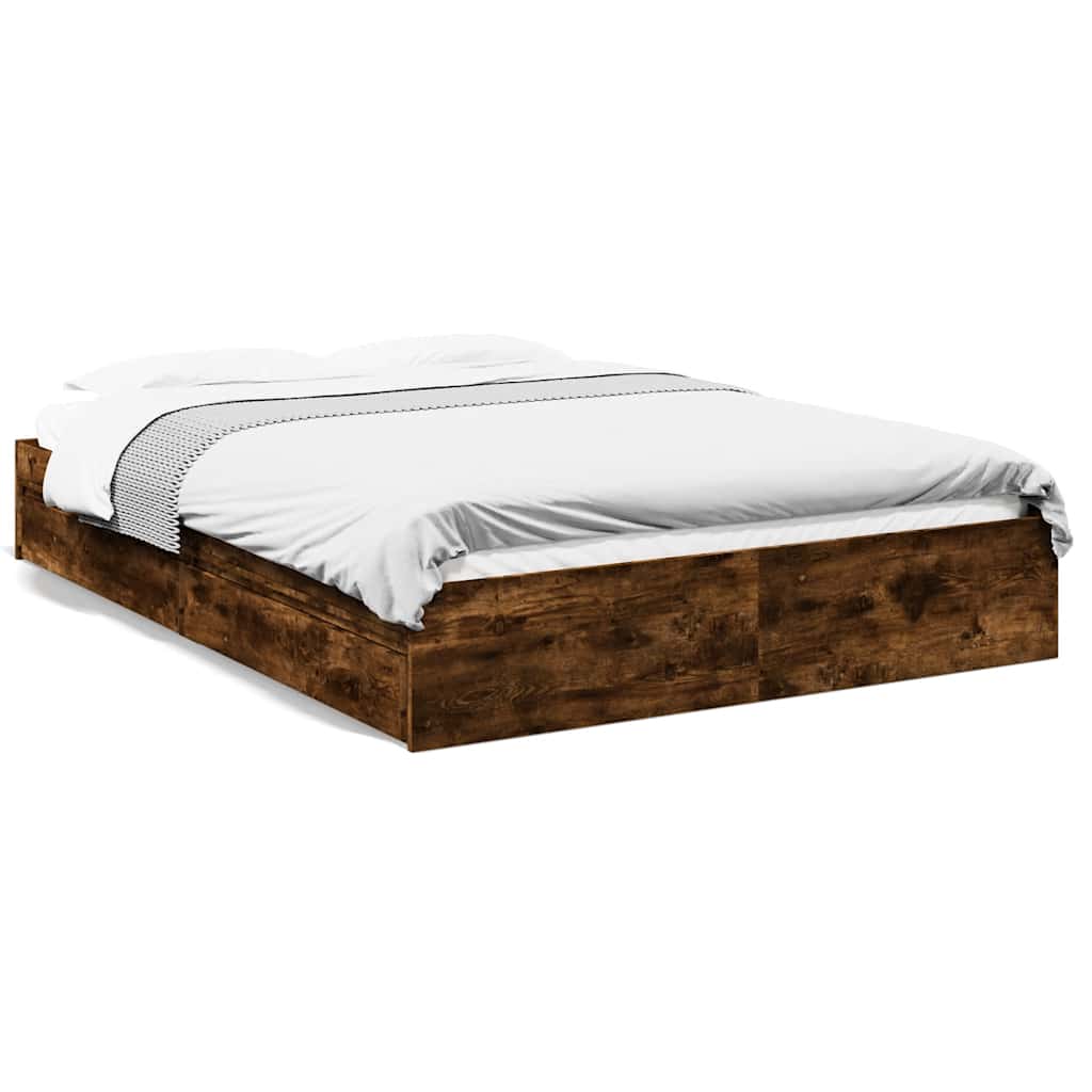 vidaXL Bed Frame with Drawers without Mattress Smoked Oak 160x200 cm 2