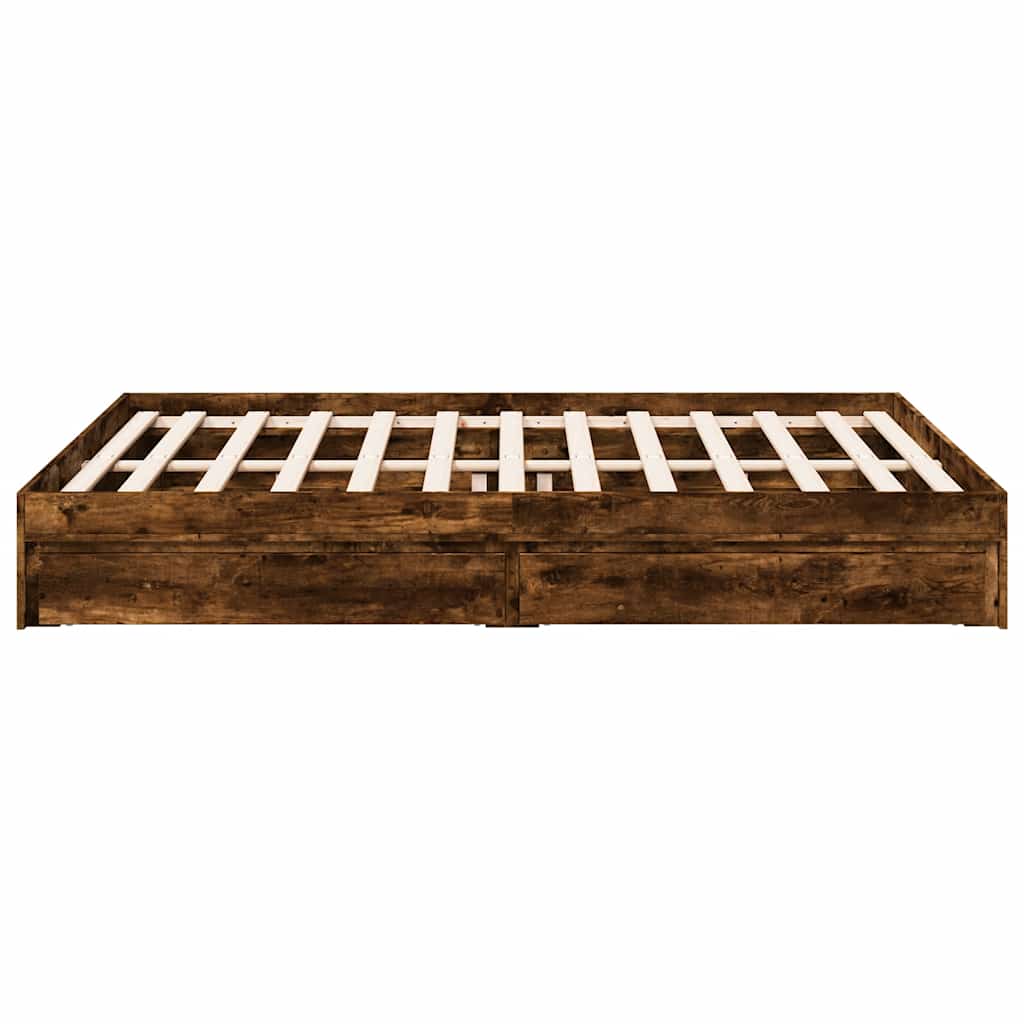 vidaXL Bed Frame with Drawers without Mattress Smoked Oak 160x200 cm 5