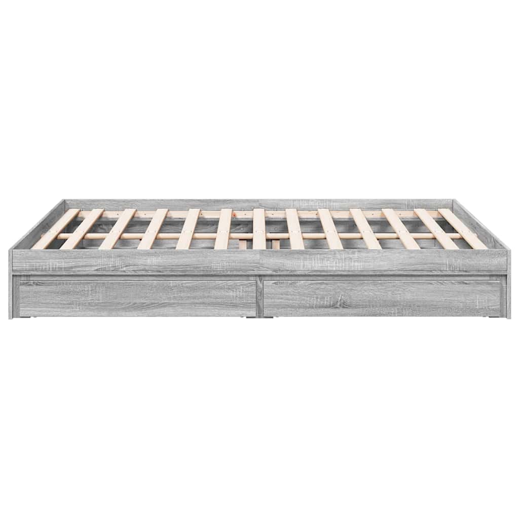 vidaXL Bed Frame with Drawers without Mattress Grey Sonoma 160x200 cm 5