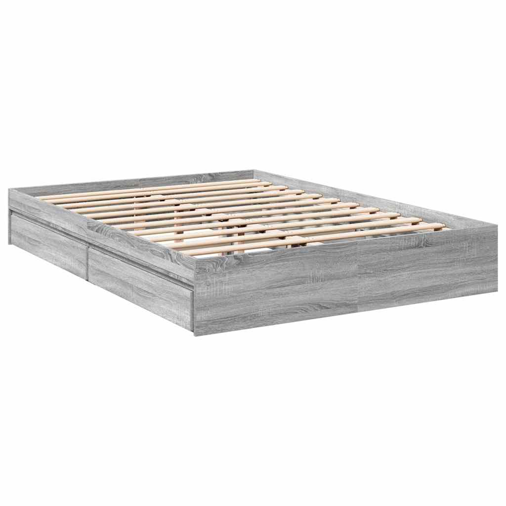 vidaXL Bed Frame with Drawers without Mattress Grey Sonoma 160x200 cm 6