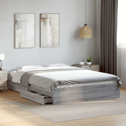vidaXL Bed Frame with Drawers without Mattress Grey Sonoma 160x200 cm 1