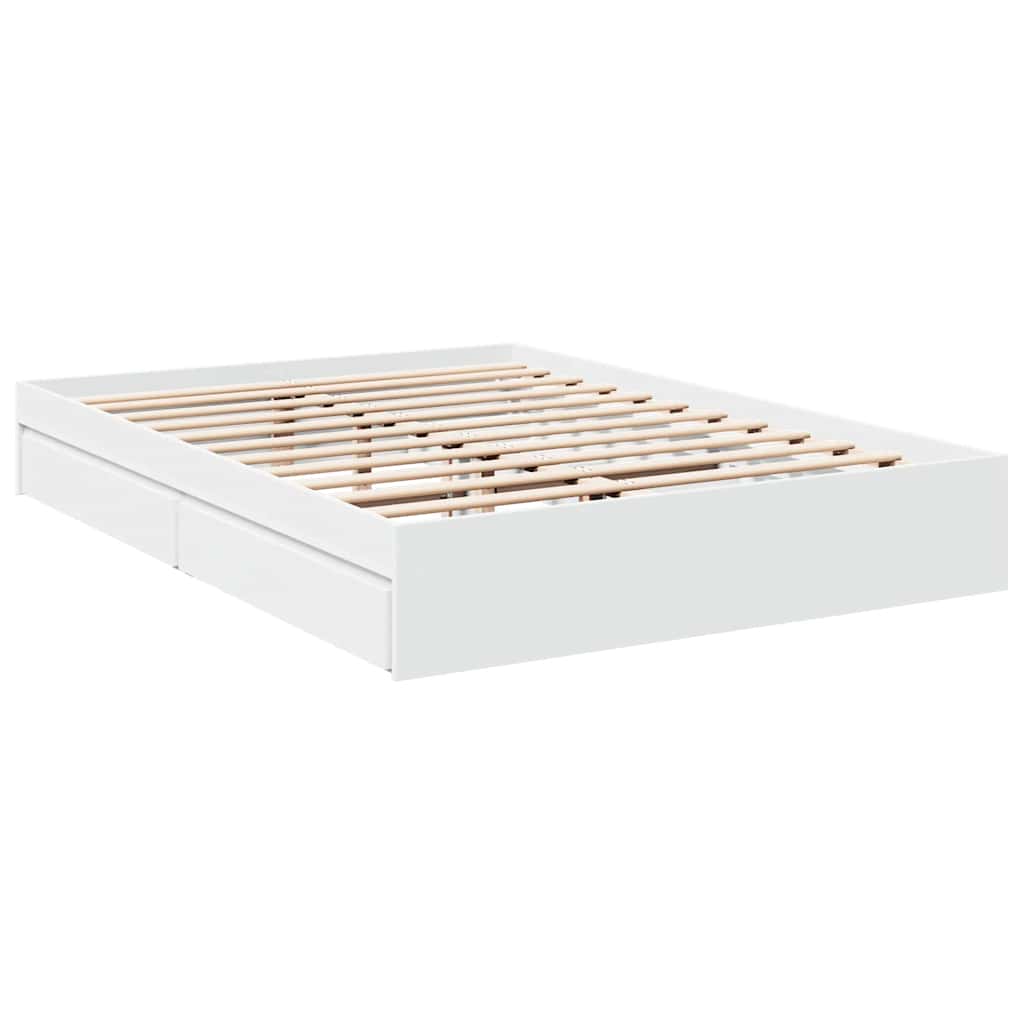vidaXL Bed Frame with Drawers without Mattress White 150x200 cm King Size 3